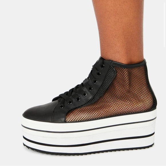 YRU ELEVATED BLACK MESH PLATFORM SNEAKERS - Picture 3 of 8